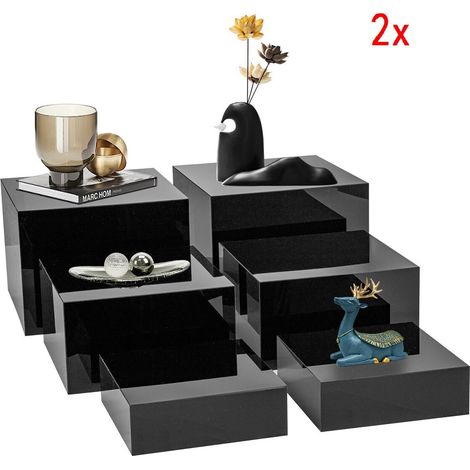 Youyijia Buffet Risers Acrylic Cube Risers Cupcake Dessert Display Stands with Hollow Bottoms 4 Different Size Acrylic Boxes (6pcs-Black (6'' x7'' x 8'')) (1/5)