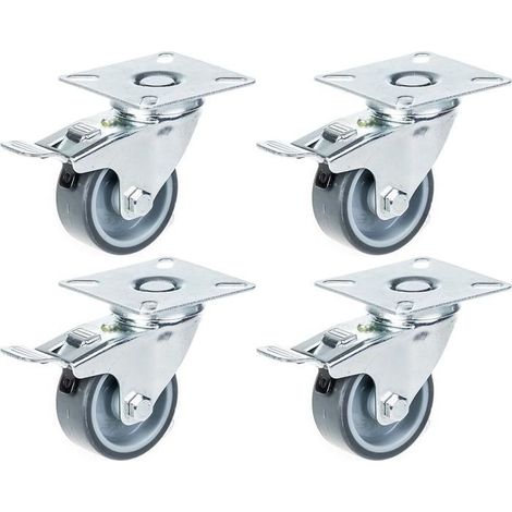 "Wheels - Castor - 50mm - Swivel with brake - Capacity 160kg - Pack of 4"