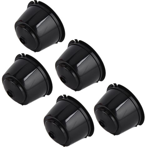 Lot de 5 capsules de café de 50 ml avec filtre à café réutilisable et cuillère pour machine à café DOLCE GUSTO (noir) (1/5)