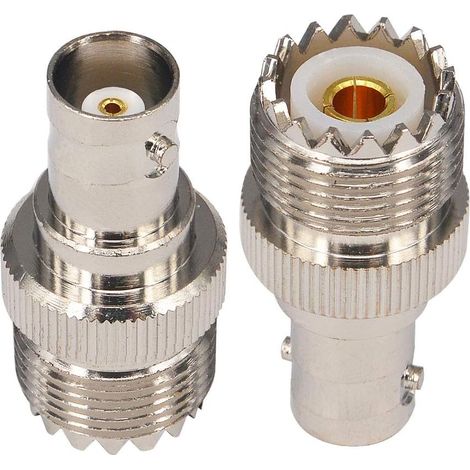 2 Adaptateur RF BNC Vers UHF Connecteur Coaxial 50 Ohm Nickelé Pour Radio CB Talkie Walkie SDR