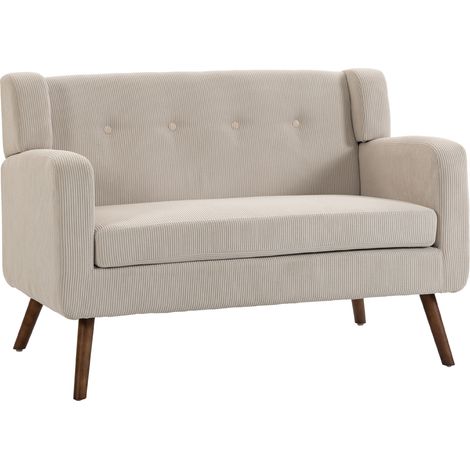 Canapé 2 Places Velours Beige 118 cm (1/5)