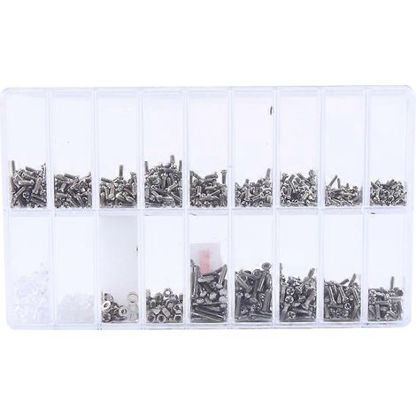 Kit de réparation de vis pour lunettes de vue et de soleil en acier inoxydable : assortiment de petites vis, écrous et rondelles. (1/5)