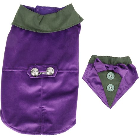Tuxedo pour chien, mignon, élégant, à la mode, rétro, costume formel de fête de mariage avec nœud papillon pour chats de petite et moyenne taille, violet XL (1/5)