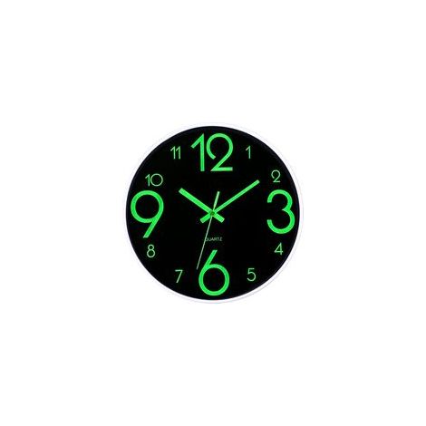 Horloge murale lumineuse de 30 cm (12 pouces) - nouveau cadre noir lumineux, fond noir, grands caractères créatifs (1/5)