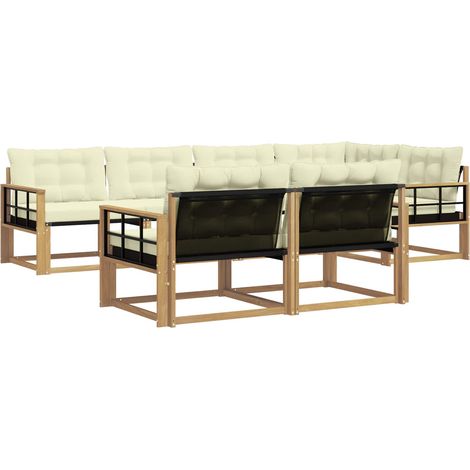 Conjunto de sofás de exterior 7 uds. Blanco y Crema vidaXL (1/5)