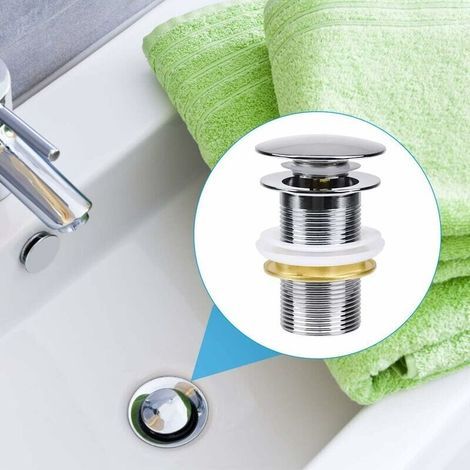 Évier standard G11 sans trop-plein, bonde universelle, vidage automatique, évier en cuivre chromé pour piscine sans trop-plein (1/3)