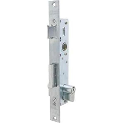 Serrure monopoint à encastrer, finition laitonnée, cylindre 30 x 30 mm, entrée 50 mm, 4 pênes (1/2)