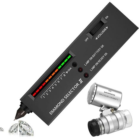 Tester portatile per diamanti con 1 lente d'ingrandimento a LED (ingrandimento 60x), strumento per la valutazione di pietre e gioielli, formato mini pieghevole.
