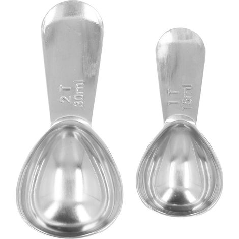 2-teiliges Kaffeemesslöffel-Set aus Edelstahl 304 mit Messmarkierungen für gemahlenen Kaffee (1/5)