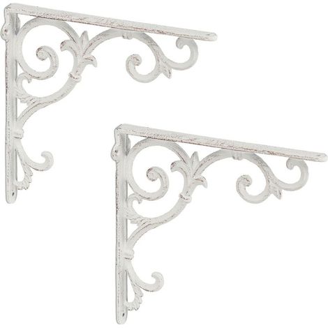 Équerre étagère murale Lot de 2 supports en fonte Dimensions 24,5 x 4 x 24,5 cm Capacité 15 kg Style baroque vintage (1/5)