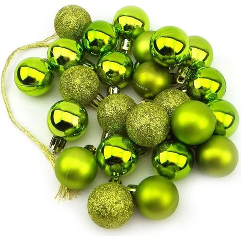 Lot de 24 petites boules décoratives de Noël mates brillantes scintillantes 3 cm Vert (vert) (1/5)