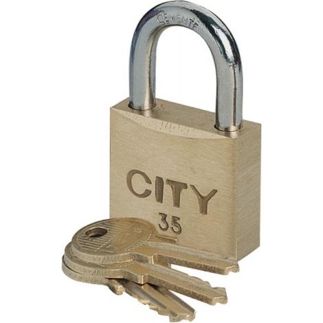 Cadenas à clé s'entrouvrant sur numéro suivi KCF005502 corps laiton anse acier cémenté City 45 - ISEO CITY (1/2)