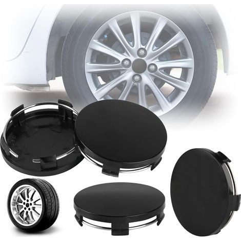 4 Pieces 60 mm ABS Plastic Hub Centre Caps, Wheel Centre Caps, OD 60 mm ID 56 mm, Wheel Centre Hub Caps, for Rims Wheel Trims Accessories for Cars, Black