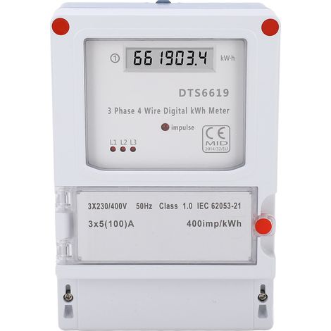 Compteur électrique domestique triphasé mural à affichage LCD (kWh) 3 x 230/400 V 3 x 5 A (1/5)