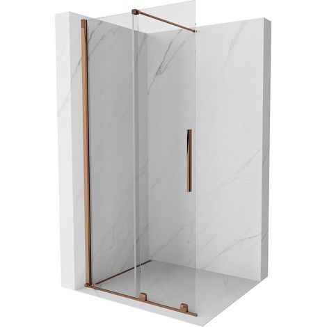Mexen Velar parete doccia scorrevole Walk-in 75 x 200 cm, trasparente 8 mm, oro rosa - 871-075-000-03-60 (1/5)