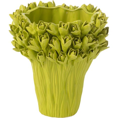Vase Déco en Grès "Ambrosia" 29cm Vert