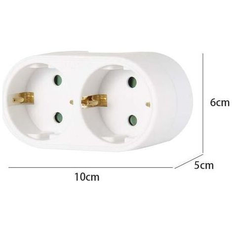 Rallonge électrique 2P+T 10/16A, doublette électrique 2 x prises 16A, couleur blanche, en vrac, pour branchement multiple domestique et professionnel (1/3)