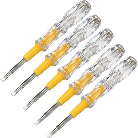 Stylo tournevis testeur de tension, 100-500 V, détecteur de circuit, tube lumineux, 10pcs, Clear+Yellow (1/5)