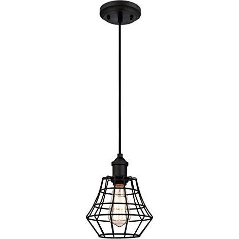 Suspension Nathan Noir mat Cage carré 1 Ampoule (1/4)