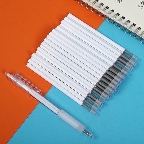 Recharges d'encre gel pour stylos rétractables à clic, écriture fluide, séchage rapide, corps blanc, grande capacité, pour l'école, le bureau et la maison, noir (1/5)