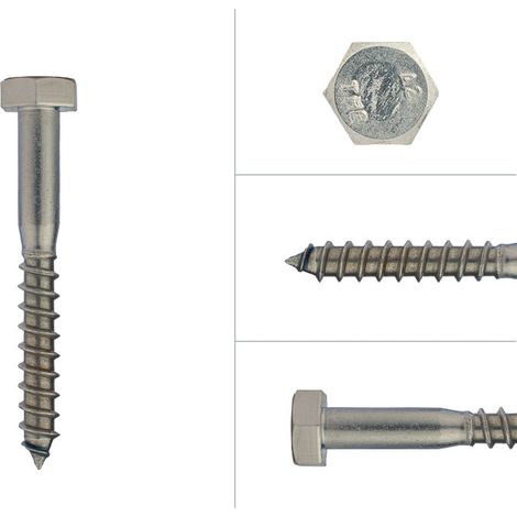 Tirefond inox M10 x 80 mm - Par 100 pièces (1/2)