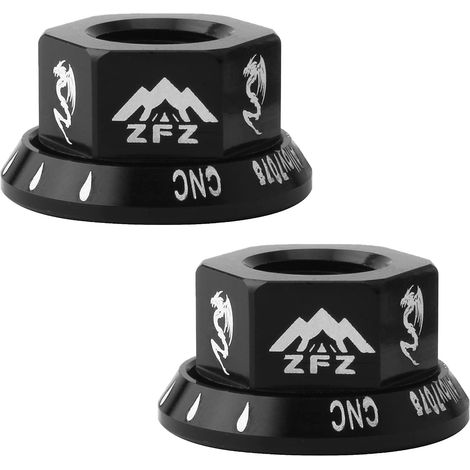 Lot de 2 écrous d'axe de moyeu de vélo en aluminium 7075, fixations pour vélos de route, noir, M10, remplacement