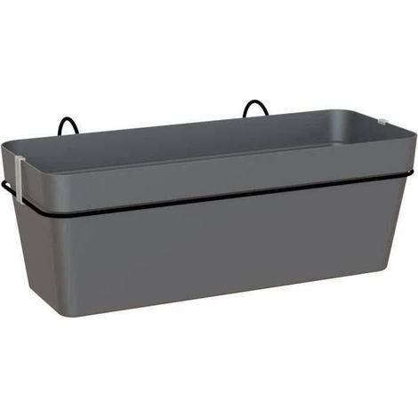 ARTEVASI Kit balcon Jardinière - CAPRI RE - 50cm - Anthracite - 50,2 x 28,5 x h20 cm - 1,45L