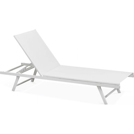 Oviala – Bain de soleil pliant en acier – Dossier inclinable 5 positions – Textilène respirant – 195 cm x 60 cm – Résistant UV et à l'eau (1/5)