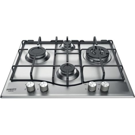 Cocina a gas empotrada de acero inoxidable Hotpoint PCN 642 T/IX/HA de 4 quemadores (1/3)