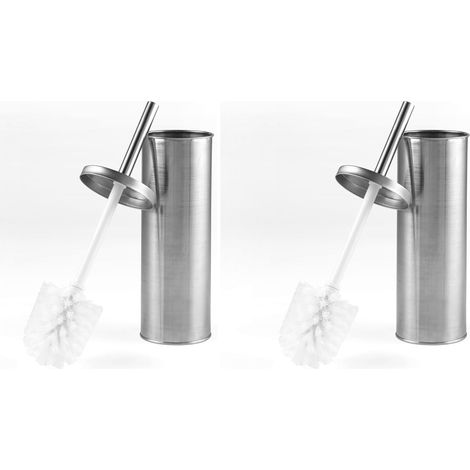 2 - Brosse WC - Support Inox - Soies Rigides Silicone - Nettoyage Profond Hygiénique - Salle de Bain - Noir - 35x10cm (1/4)
