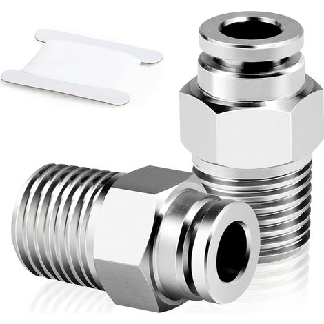 Acier inoxydable 304 Raccords mâles droits pour tubes de 8mm OD x 1/2 BSP PC8-04 (Paquet 2) - 4mm Tube 1/8 (1/5)
