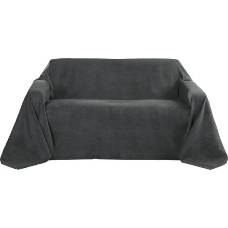 Tagesdecke 210x280 cm Überwurfdecken für Sofa Wildleder Anthrazit
