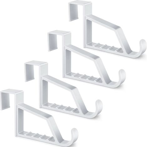4 pièces Crochets de porte pour cintres, plastique blanc très fort pour les vêtements suspendus, serviettes, peignoirs, chapeaux, sacs (1/5)