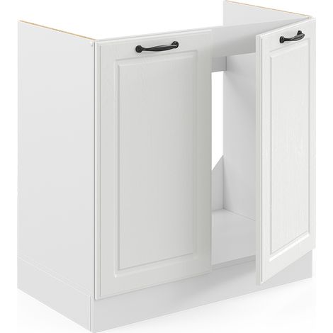 Mobile lavello cucina R-Line, Bianco casa di campagna, 80 cm senza piano di lavoro, Vicco