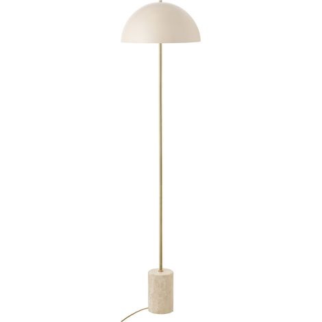 Piantana Sheffield in marmo travertino e metallo beige