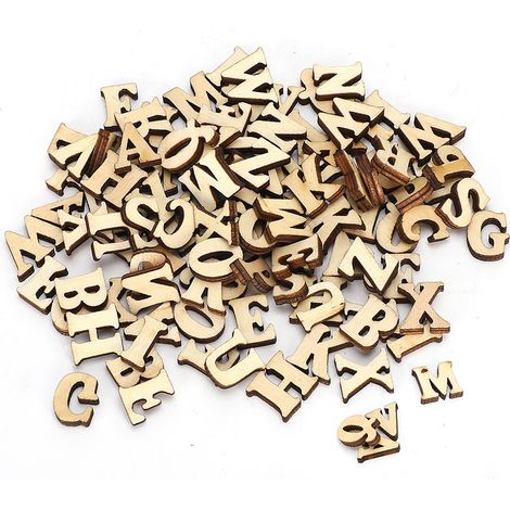 Lot de 200 pièces planchettes en bois forme lettre, jouet éducatif bricolage décoration 26 lettres alphabet anglais (1/5)