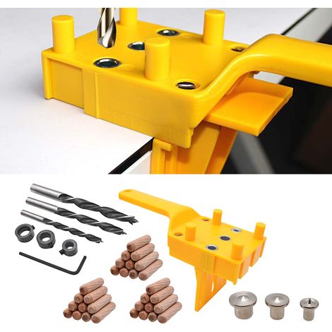 Jeu de 44 pièces : gabarit de perçage pour le travail du bois avec clé et anneau de butée pour tenons de 6, 8 et 10 mm. (1/5)