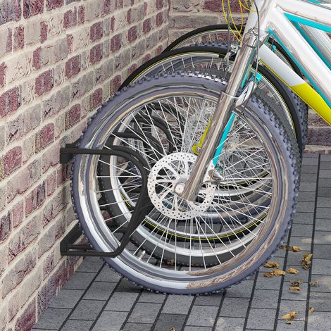 Soporte para bicicletas de suelo o pared, de acero, para 4 bicicletas, ruedas de hasta 65 mm, 110 x 33 x 27 cm, negro.