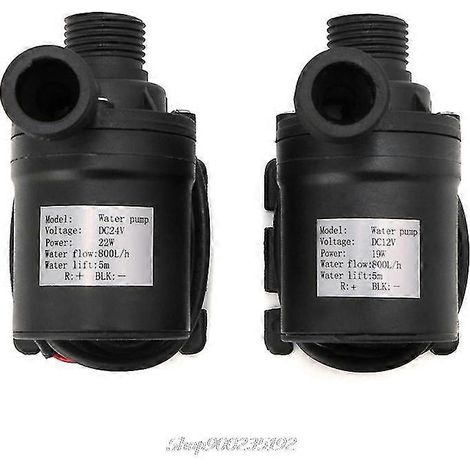 Lot de 2 pompes à eau submersibles 800 L/h 5 m, pompe de circulation à moteur solaire sans balais (DC12 V et DC24 V) (1/5)