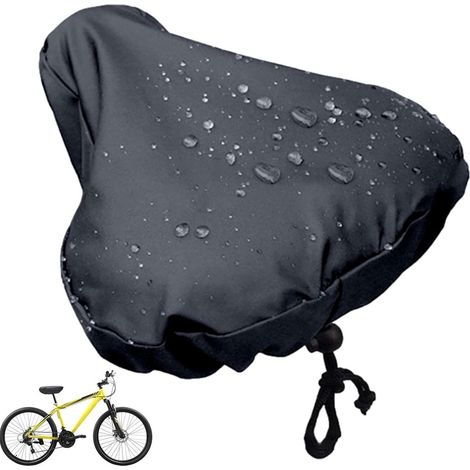 Housse de selle de vélo imperméable avec cordon de serrage - Housse de pluie pour selle de vélo - Tissu Oxford 210D pour cyclisme en extérieur - Noir-AquaForge (1/5)