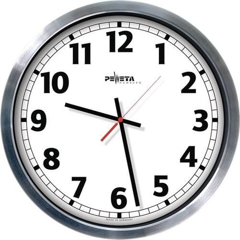 Reloj de pared Jumbo radiocontrolado aluminio plata mate D.500mm 1,5V Números