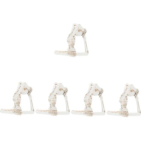 5 Pièces Sculpture de Squelette Résine pour Décoration D Halloween Figurine de Yoga pour Bureau et Maison Ornement Minimaliste Couleur Simple pour Salon Chambre Bureau (1/5)