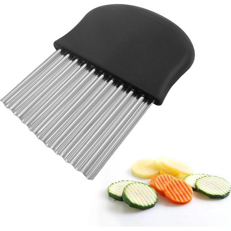 Coupe-vagues 14 x 9,5 cm - Lame Ondulée - Accessoire En Acier Inoxydable Pour Enfants, Frites, Pommes De Terre, Légumes Et Concombres