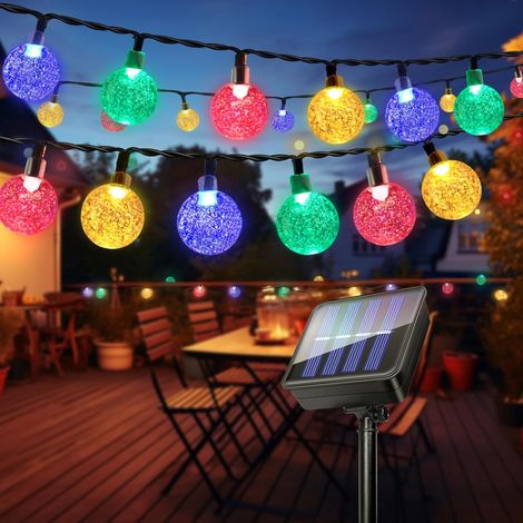 Guirlande Lumineuse Solaire Exterieur, 11M 60 LEDs Guirlande Exterieure Jardin, IP65 Étanche, 8 Modes Lumiere Solaire Extérieur Décoration pour Jardin, Cour, Arbres, Mariage, Fête(Blanc Froid)