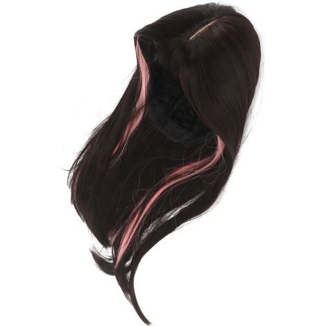 Perruque Longue Respirante en Fibres Thermorésistantes avec Frange pour Femmes - Noir Rose (1/5)