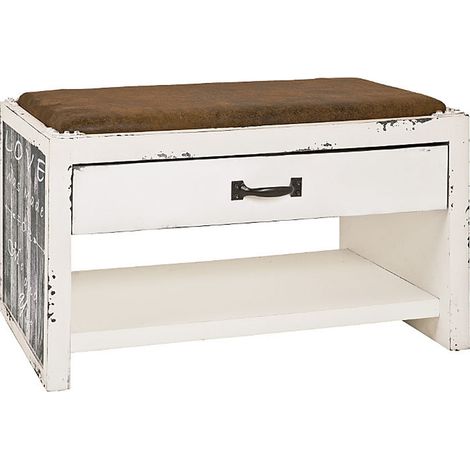 Banc coloris vintage en MDF - Dim : L 72 x P 38 x H 42 cm