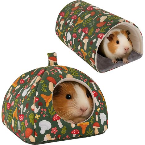 Guinea Pig Basket Set of 2: Ultra-Soft Tunnel, Cuddly Kennel with Removable Cushion, Guinea Pig House, Rabbit Hideout, Small Animals and Indoor Use (1/5)
