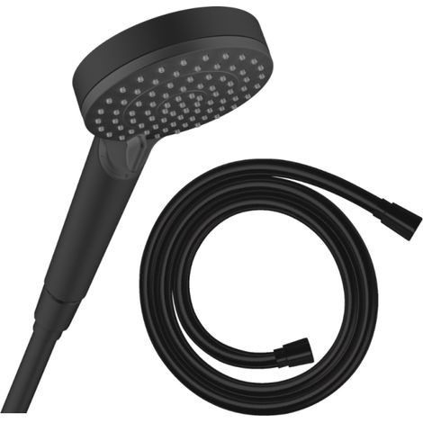 HANSGROHE Vernis Blend + Rociador de ducha flexible Isiflex 160 cm negro mate (1/4)