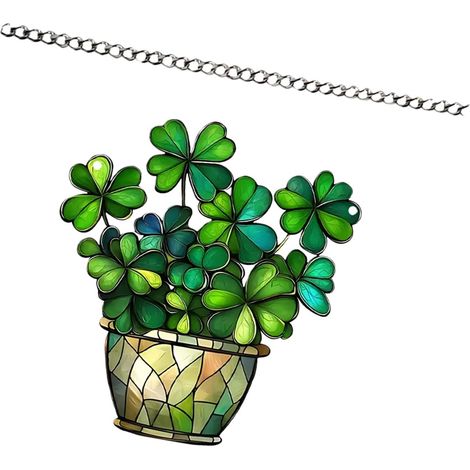 Acrylique teinté Quatre Feuilles trèfles Suncatchers Verte Artificielle Panneau de fenêtre décors Suspendus pour Ornement de Jardin fenêtre vitrail Suspendu (1/5)
