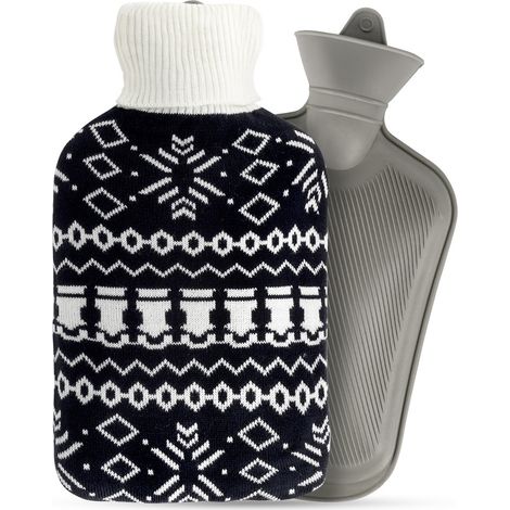 Bouillotte avec housse, chauffe-corps en caoutchouc, housse souple, 1,8 L (1/5)